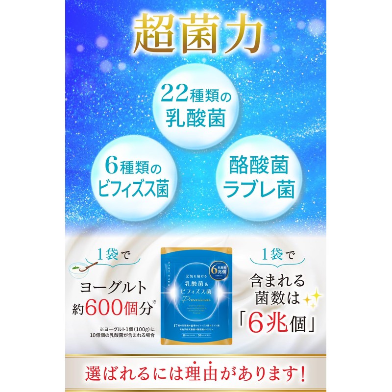 元気を届ける乳酸菌＆ビフィズス菌 PREMIUM 乳酸菌 17種類 乳酸菌 6種類 ビフィズス菌 ６兆個の菌 酪酸菌 イヌリン