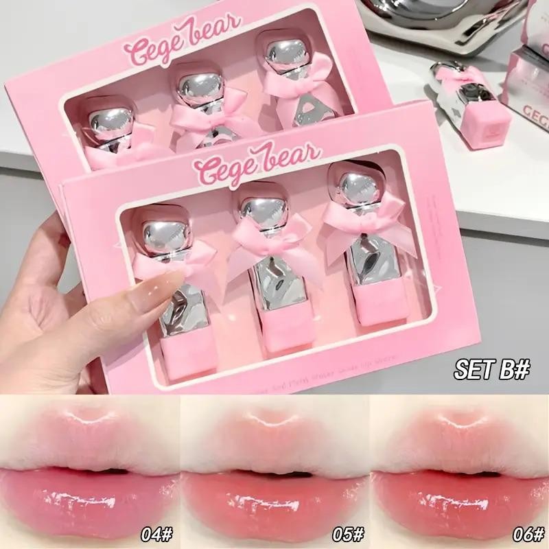 3-Pack Box Sweet Bow Tender And Translucent Water-Glossy Lip Glaze