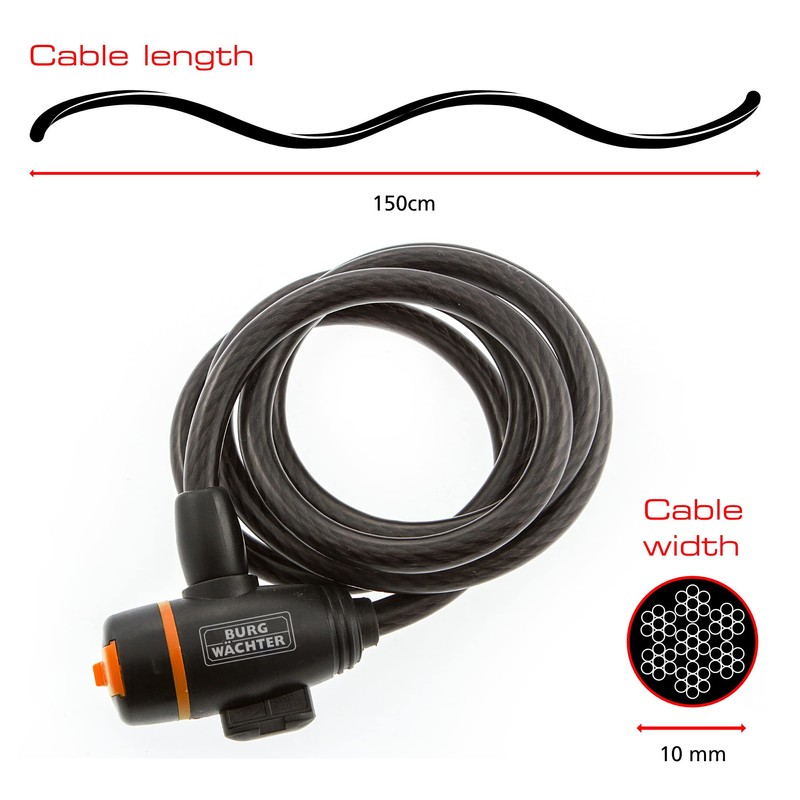 Sterling 101K 10 x 1500mm Locking Cable with Self Coiling/