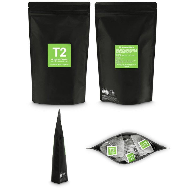 T2 Tea Gorgeous Geisha Green Tea Bags in Resealable Foil