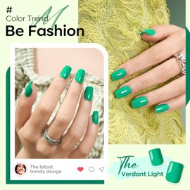 Modelones Green Press on Nails, Spring Easter Short Square Fake Nails, Summer Spring Reusable Nail Kit with Nail Glue Adhesive Tabs Mini Nail File, Nails Press Ons 32Pcs16 Sizes, Women Girl Gift