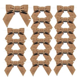 16Pcs Christmas Velvet Bows, 4.3" Vintage Velvet Ribbon Bows for Christmas Tree Garland Wreath Gift Wrapping DIY Crafts Wedding Decor (Khaki)