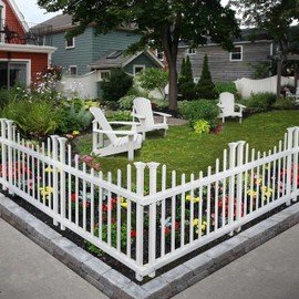 2.5ft H x 3.5ft W (2 Panels) No Dig Zippity Washington Fence Kit, White Vinyl Picket Fence Panels, Easy DIY Decorative Fencing for Yard, Patio, or Deck, Temporary Outdoor Border for Garden, ZP19048