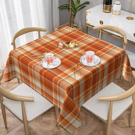 BETGINY Fall Tablecloth 60x60 Inch Square Autumn Thanksgiving Plaid Table Cloth Wrinkle Resistant Rustic Tablecloth for Holiday Kitchen Dining Room Party Indoor Outdoor