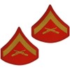 USMC Chevron Gold on Red (Pair) (Male, Lance Corporal)