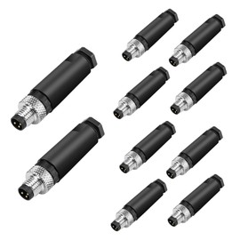 10Pcs M8 3-Pin Male Aviation Connector Industrial A-Code Plug Waterproof