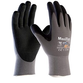 ATG 42-844/07 MaxiFlex Endurance Gloves with AD-APT Technology, Knitted Cuff, Coated Palm, 1.0 mm Palm Thickness, 23 cm Length, Black/Grey, Size 07