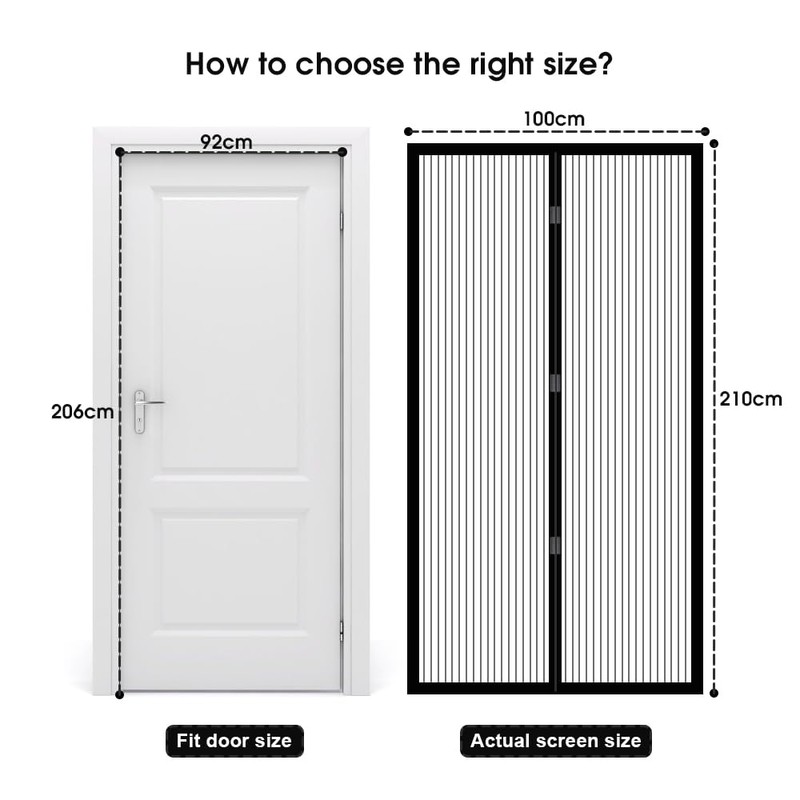 Clevinger Magnetic Screen Door Mesh, Fit Door Size 92x206CM,Screen Size
