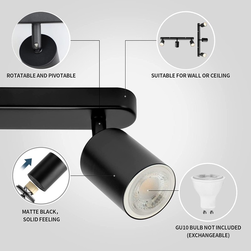SGGSHENNAN Adjustable Spotlight Ceiling Light Fixture 3 Light Gu10 Track