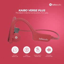 K KAIBOAUDIO Kaibo Verse Plus - Bone Conduction Headphones - Multipoint Pairing - Open Ear Bluetooth Earphones - Water-Resistant - USB-C Quick Charging - Smart Touch Control (Sunset Red)