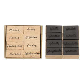 PATIKIL Date Stamps Wood Rubber Stamp, Vintage Week Stamps Set Wooden Stamp Stamper for Card Making DIY Crafting Scrapbooking Style 1, Brown