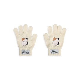 Squishmallows Beanie Hat & Gloves Set | Childrens Knitted Winter Hat with Cam The Cat Character in Beige | Kids One Size Cold Weather Hat & Gloves with Pom Poms | Plush Toy Merchandise Gift