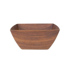 Luxe Party Mahogany Collection Large 9 inch Square Serving Bowl | Kitchen Accessories | Good for Salads and Chips | Wooden Look | Freezer Safe | Dinner Party
