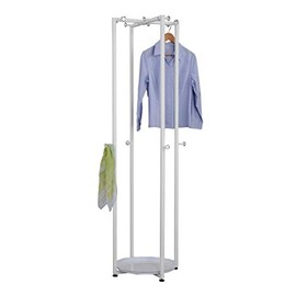 KB Designs - Metal 12 - Hook Freestanding Coat Rack with Storage, White