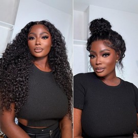 Healthair Water Wave Invisible 360 Lace Front Wigs Human Hair 4C Edge Hidden Strap Pre Cut Lace Pre Bleached Knots Glueless 360 HD Full Lace Wigs for Women (24inch)