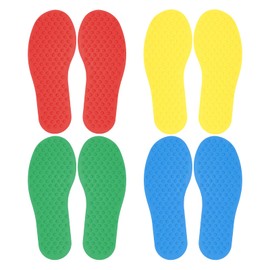 PATIKIL Feet Markers for Classroom, 4 Pairs Plastic Floor Foot Shaped Non Slip Spots Carpet Markers for Education Preschool Children Teacher Supplies, Red/Yellow/Blue/Green