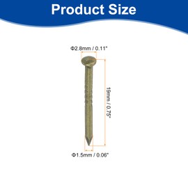 sourcing map 10Pcs Small Hardware Nails, 1.5 x 19mm Carbon Steel Round Head Nail Common Finishing Nail for Household Woodworking Picture Hanging DIY Projects, Bronze