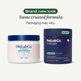 PetLab Co. ProBright Dental Powder - Dog Breath Freshener - Teeth Cleaning Made Easy – Targets Tartar & Bad Breath - Formulated for Large Dogs - Packaging May Vary