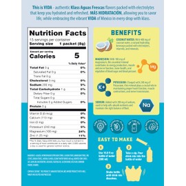 KLASS VIDA Electrolyte Drink Mix – Horchata Agua Fresca Flavor | Sugar-Free Hydration Powder with Coconut Water & Minerals | 15 Single-Serve Stick Packs in Resealable Pouch, Low Calorie