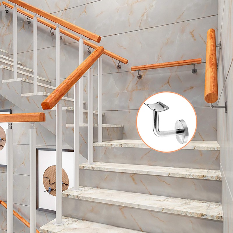 2 x Stainless Steel Handrail Carrier, Polished Handrail Holder for