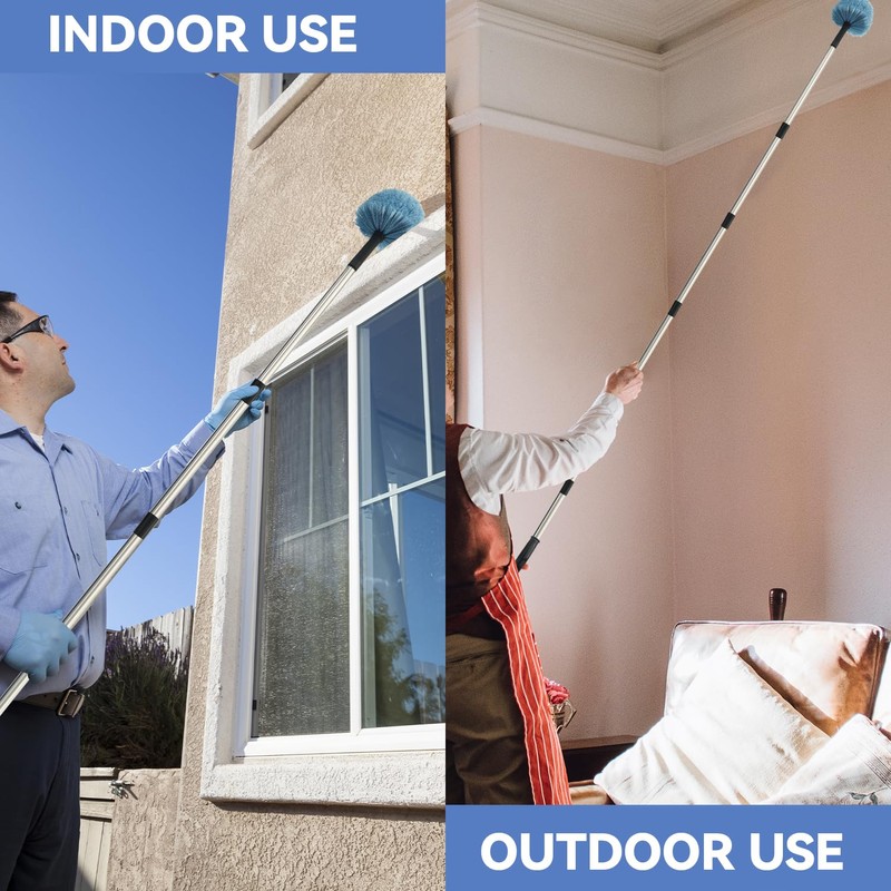 SUGOOE 12Ft Cobweb Duster with Extension Pole, Spider Web Brush
