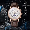 Men's Leather Wristwatch, Trinocular, Rainproof, Waterproof, Luminous, Quartz, Large Dial,