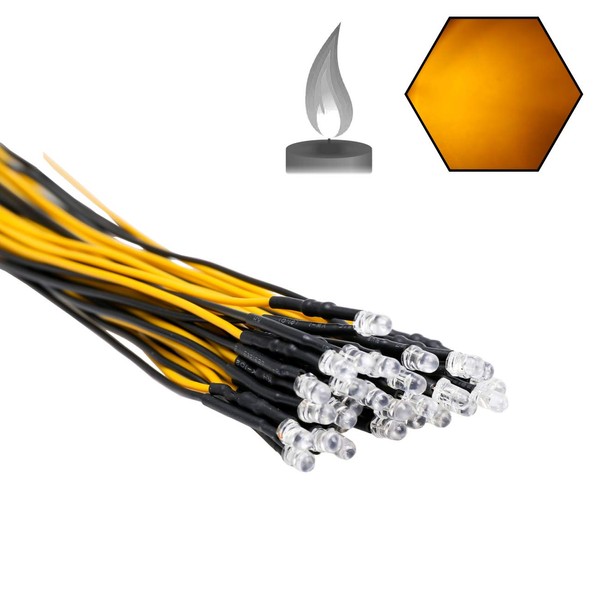 EDGELEC 30pcs 12 Volt 3mm Yellow Flicker LED Lights Emitting