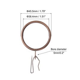 uxcell 28pcs 1.5-Inch Inner Diameter Metal Curtain Hook Rings Copper Drapery Eyelet Sliding Curtain Rings with Pin-on Drapery Hook Curtain Hooks
