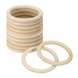 sourcing map 12Pcs Natural Wood Rings, 100mm/3.9inch Unfinished Smooth Macrame Circles Wooden Ring for Crafts DIY Projects Macrame Making (10mm Thick)