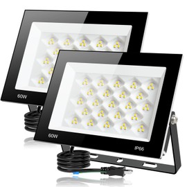 【2 Piece Set】Remon LED Floodlight, 60 W, 8000 LM, Daylight Color, LED Light, Outdoor, IP66 Waterproof, Heavy Rain Resistant, Work Light, LED, 100 V Compatible, Grounded Plug, PSE Certified, High CRI