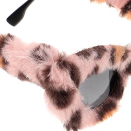 Holibanna Furry Cat Eye Sunglasses for Women Vintage Party Glasses Funky Funny Costume Accessory for Adults Lightweight Shades for Festivals