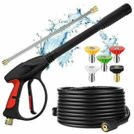 Ikaufen 4000PSI High Pressure Car Power Washer Gun Spray Wand Lance Nozzle + Hose Kit