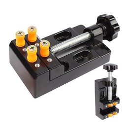 UNGFEI 2 Sets 10.5x5.7x3.5cm Mini Bench Clamp Flat Table Vice, Universal Drill Clamp, Small Bench Drill Vice Press, Adjustable Drill Vice for DIY Jewelry Crafts Walnut Drilling Carving Tools, Black