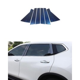 ANUNFRRE Car Accessories Fit for Nissan Rogue 2014-2020 Stainless Steel Exterior Pillar Posts Door Window Trim Cover Trim 6PCS Set （Black Titanium Wire Drawing）
