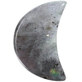 mookaitedecor Set of 5 Labradorite Moon Shape Palm Worry Stones for Anxiety and Jewellery Making, Stone Pendant for DIY Necklace, Reiki Chakra Healing Crystals Semi Precious Stones for Home Decor