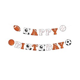 Elaliyi Sports Happy Birthday Banner Sports Themed Party Decorations Sports Banner Football, Baseball, Soccer, Basketball, Multi Sports Theme Birthday Party Supplies