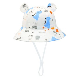 POMIJIAN Toddler Sun Hat Girls UPF 50+ Baby Bucket Hats Boy Soft Summer Hat Cute Beach Cap (CA/US, Age, 2 Years, 4 Years, Blue Dinosaur)