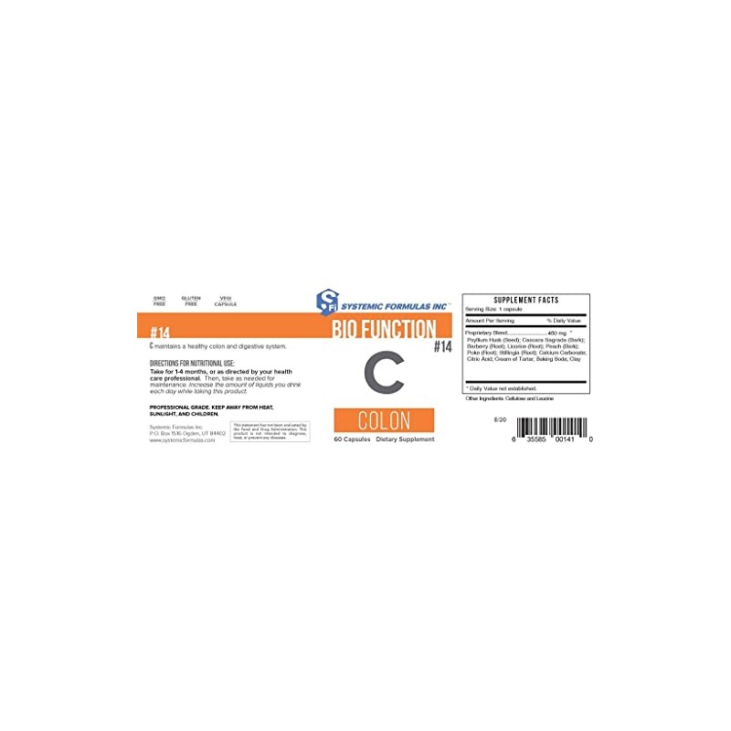 Systemic Formulas Bio Function C Colon - #14, 60 Capsules.
