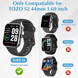 Polyjoy 2 Pack Screen Protector Case Compatible with TOZO S2 44mm Smartwatch, Hard PC Protective Bumper Case Cover for TOZO S2 1.69" Watch (Not for TOZO S4/S3/S2 40mm)-Clear+Clear