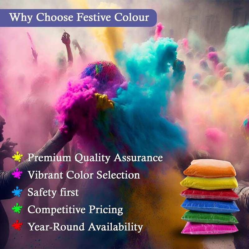 6 X100gms Holi Coloured Powder for Colour Run, Gender Reveal