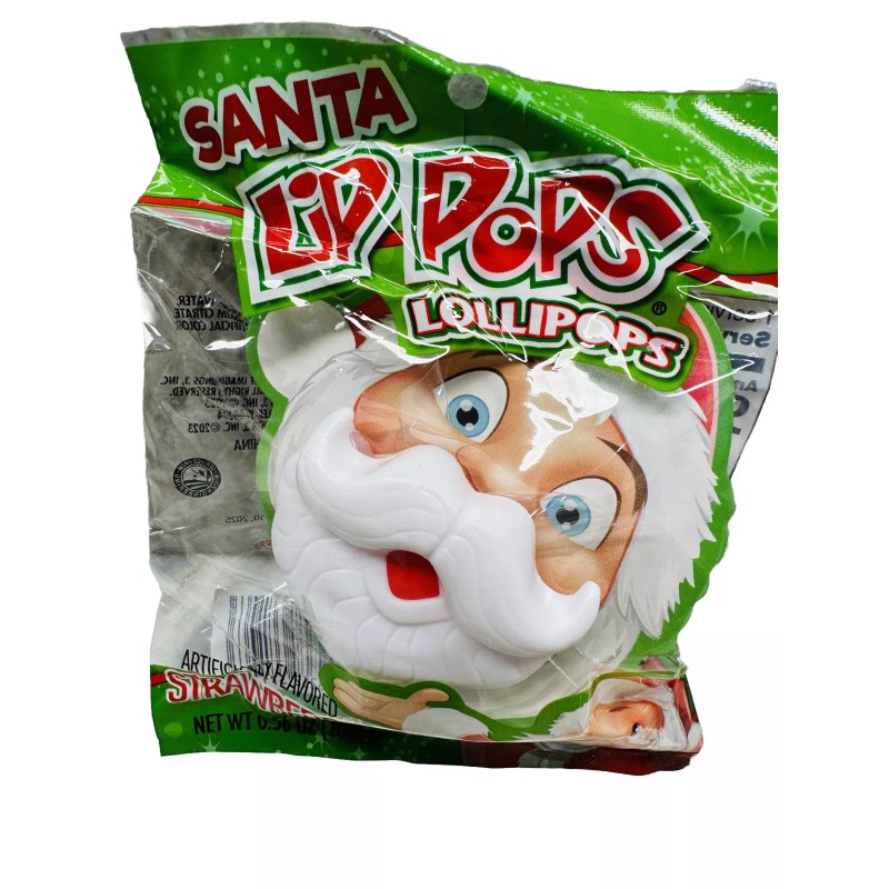 None Flix Candy Santa Lip Pops Strawberry Flavor Stocking Stuffer