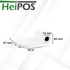 HeiGroup HeiPOS - 20 x Till Rolls Thermal Rolls - 57 mm x 10 m x 12 mm - 55 g/m² Paper - For EC Cash, Credit Cards, Till Systems and More