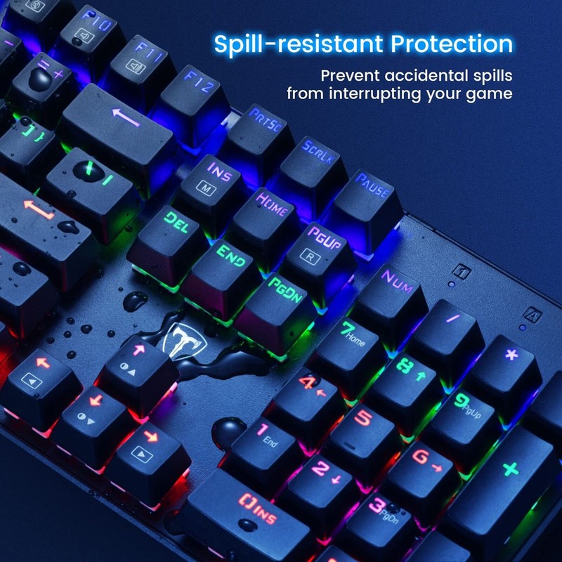 RisoPhy Mechanical Gaming Keyboard, RGB 104 Keys Ultra-Slim LED Backlit