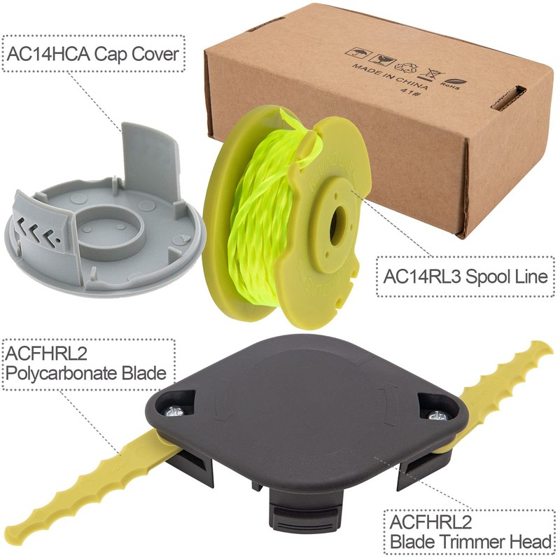 ACFHRL2 Bladed Trimmer Head with AC80RL3 Replacement Spool, AC14HCA Spool