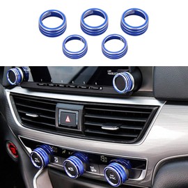 TLIFORT for Accord Climate Control Switch AC Knob Sound Volume Button for 10th Gen Honda Accord Sedan Sport EX EX-L LX 2018 2019 2020 2021 2022, Aluminum Blue, 5pcs