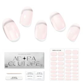 Adora Couture Semi Cured Gel Nail Strips Sheer Pink |30pcs Pink Clear Transparency Nail Wraps Glaze Nail Strips | Gel Nail Stickers with UV Light Required (SHEERBLUSH)
