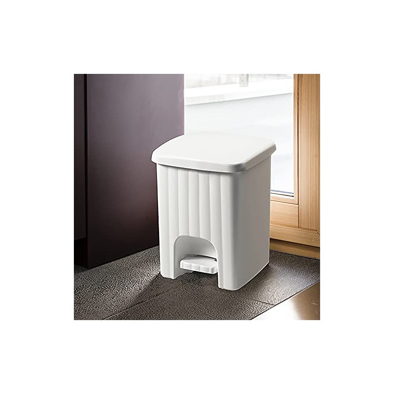 Stefanplast Pedalina Square Dustbin, White, 4.5 Litre