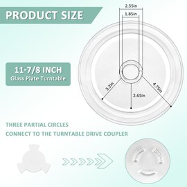 Microwave Glass Tray Plate 4393799 4393751 Compatible with whil-Pool Microwave Glass Plate 4393799 PS373741 AP3130793 EAP373741 30QBP4185 Microwave Glass Plate Turntable by Fetechmate