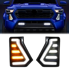 Fancemot LED Front Bumper Fog Lights Daytime Running Lights DRL Turn Signal Lights Compatible with 4th Gen 2024 2025 Toyota Tacoma