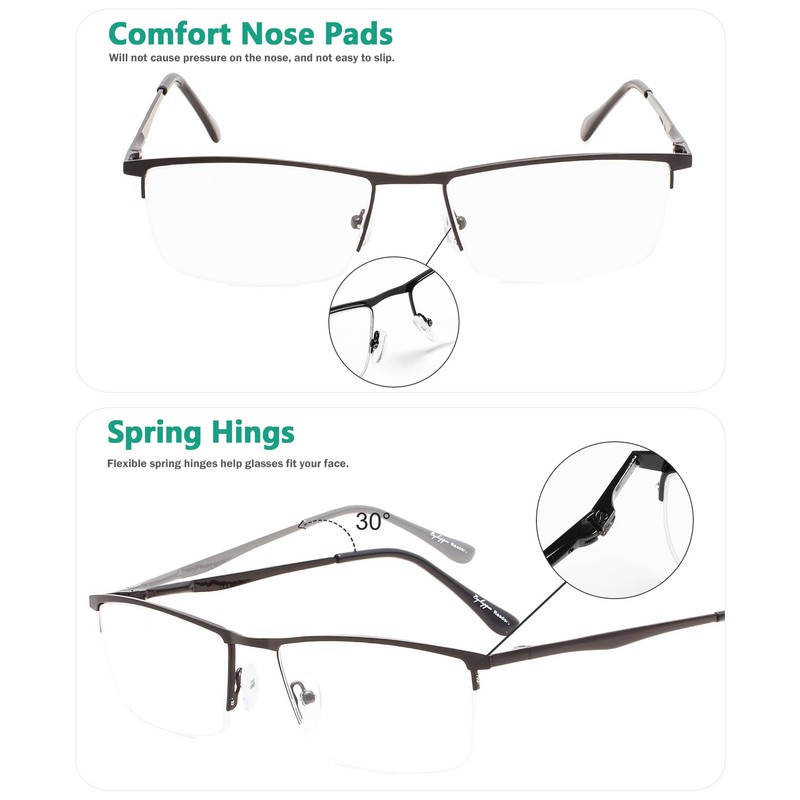 Eyekepper Qualität Halbrand Metall Lesebrille mit Federscharnier in Schwarz +0.75